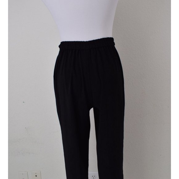 Vintage 80s Black Pleated Polyester/Spandex pants size 6P | 24-30 waist - Picture 4 of 9